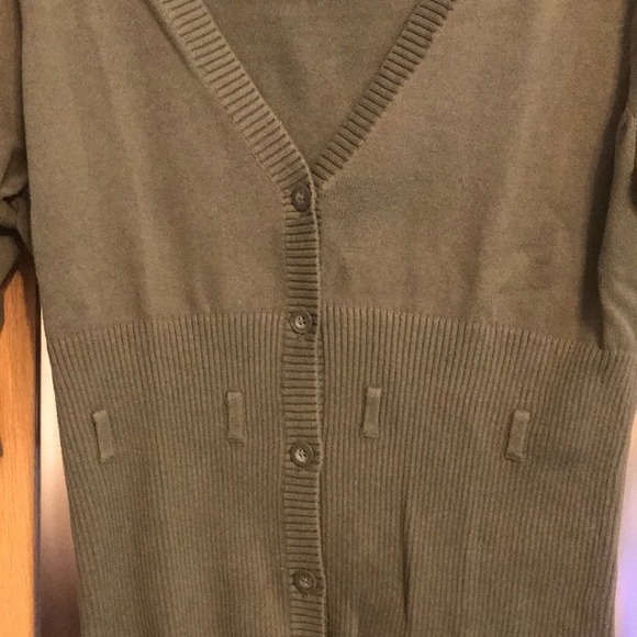 Torrid size 0 olive green button up V neck button up sweater belt loops - Picture 3 of 8